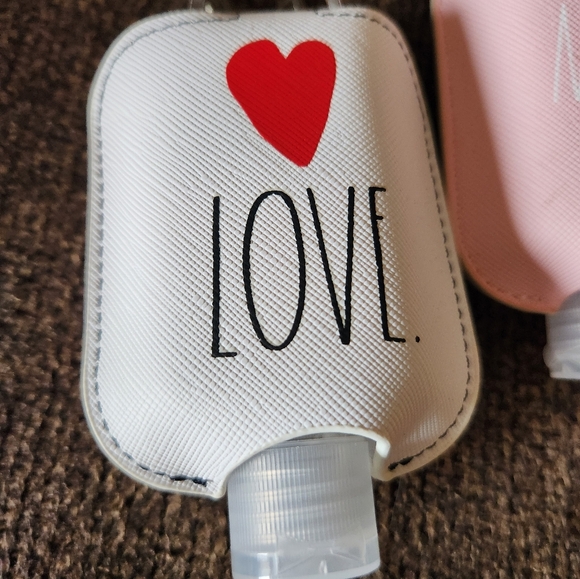 Rae Dunn Keychain Hand Sanitizer Travel Holder Bundle Of 2 NWT Pink White - Picture 3 of 5
